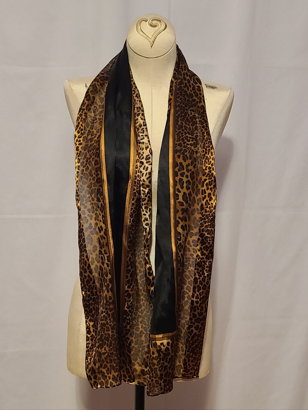 Cheetah And Black Print Scarf